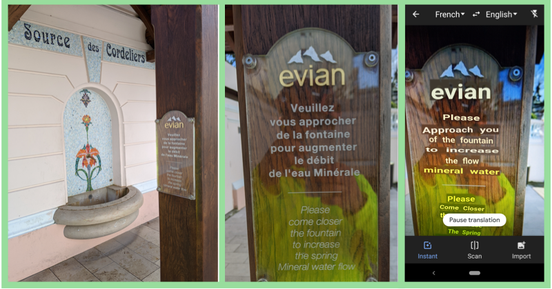 Evian spring sign with Instant Camera